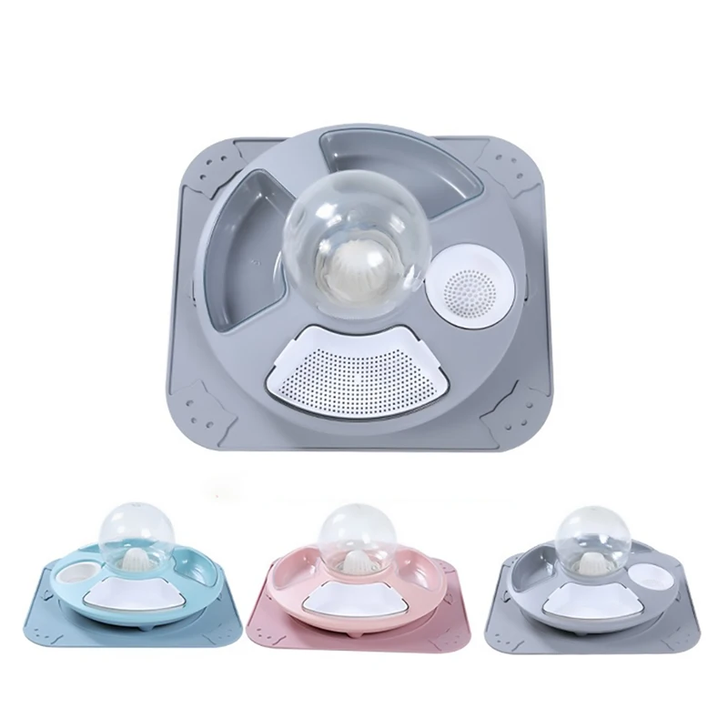 Multifunctional Pet Cat Bowl Puppy Feeder Automatic Water Feeder Integrated Anti-tipping Pet Bowl with Snack Bowl