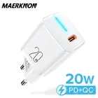 Зарядное устройство PD USB Type C, 20 Вт, быстрая зарядка QC 3,0, быстрая зарядка USB C, портативное настенное зарядное устройство для телефона для iPhone 12, 11 Pro, Xiaomi