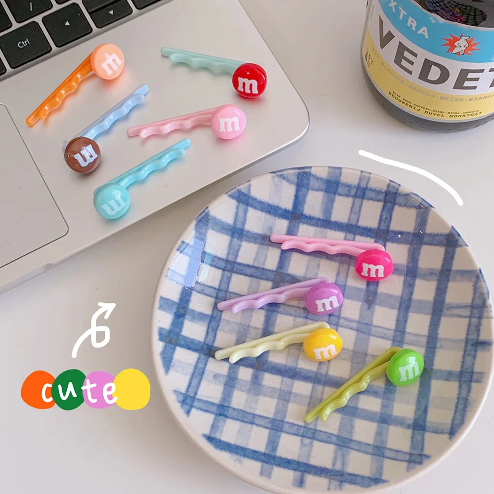 

W&G Kawaii M Jelly Bean Hairpin Candy Color Cartoon Simple Girls Heart Cute Clip Girls Hairpin