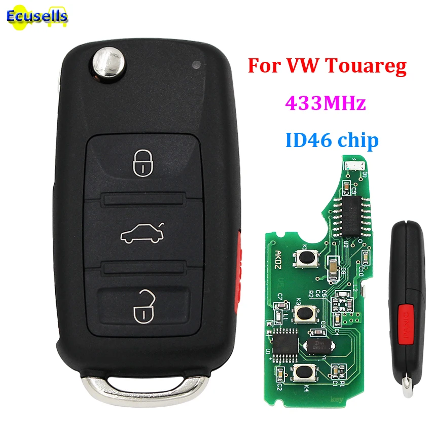 Новый высококачественный 4 кнопочный дистанционный ключ 433 МГц для VW Volkswagen Touareg с