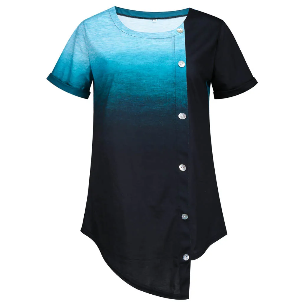 

Oversized Fashion Tie Dry Print Blouse Irregular Buttons Tops Casual Summer Ladies Top Female Women Short Sleeve Blusas Pullover