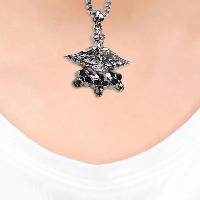 Ожерелье в стиле панк с подвеской виде черепа Мужская модная цепочка на ключицу