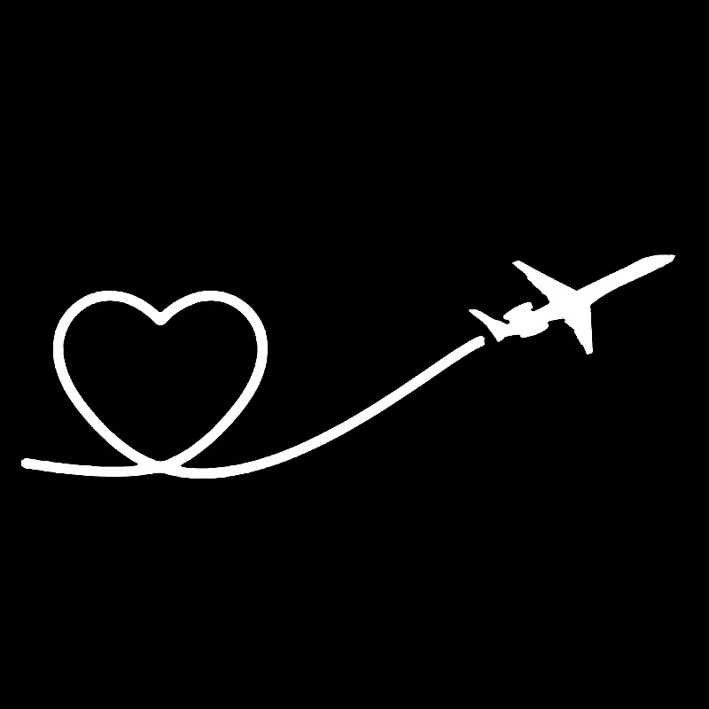 

Volkrays Fashion Car Sticker Delicate Flying Plane Trail of Heart Love Accessories Reflective Waterproof Vinyl Decal,5cm*17cm