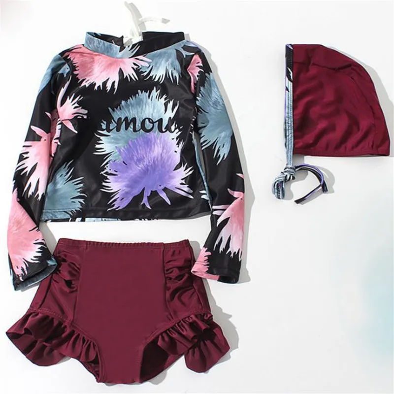 Детский раздельный купальник из полиэстера с принтом детская одежда для купания