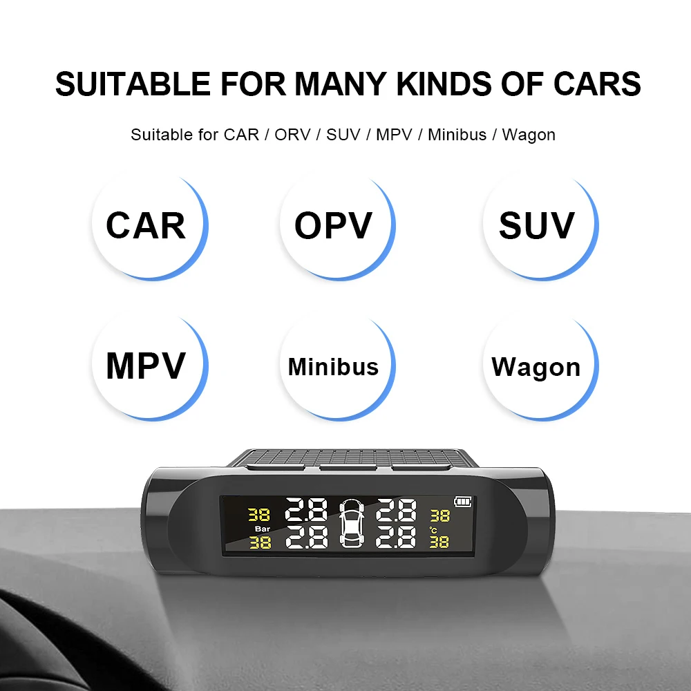 Car TPMS Tyre Pressure Monitoring System Auto Security Alarm Systems Digital LCD Display Battery External Sensor | Автомобили и