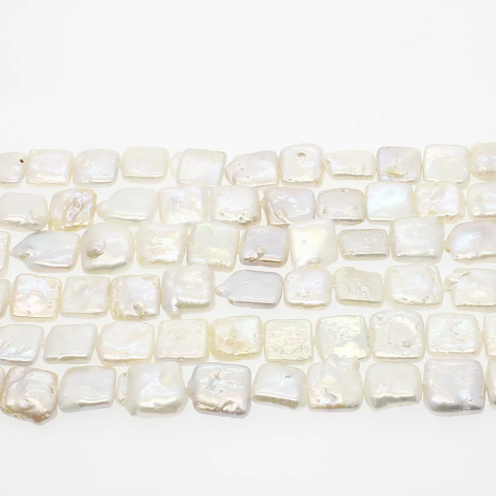 

High Quality Natural Freshwater Pearl Loose Beads Square Shape White Color Pearl DIY Beads For making Necklace Bracelet 14mm