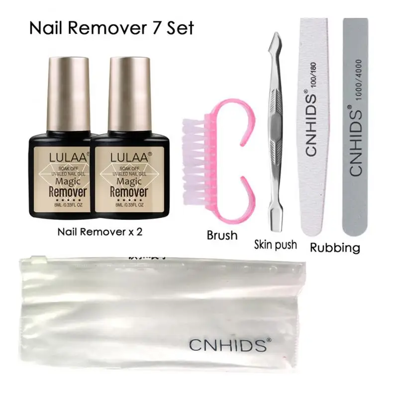 LULAA 7 шт./Набор для полировки ногтей жидкость снятия Набор взрыв гель 2 мин быстро