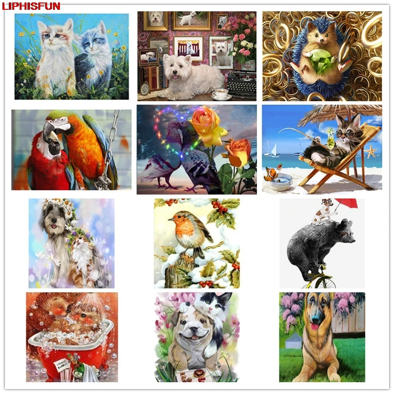 

LIPHISFUN ручная работа вышивка крестиком Алмазная картина полное сверло домашний декор квадратная/круглая птица цветок собака кошка