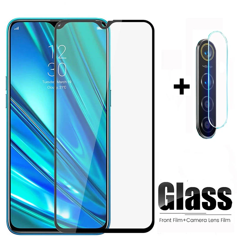 

Закаленное стекло 2 в 1 для OPPO Realme 5 Pro 5Pro, Защитная пленка для объектива камеры, Защита экрана для Realme Q 6,3 ", стекло