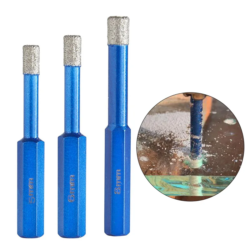 

1pc Dry Diamond Coated Core Drill Bit For Porcelain Granite Till Glass Quartz Porcelain Ceramics Marbles 5/6/8mm