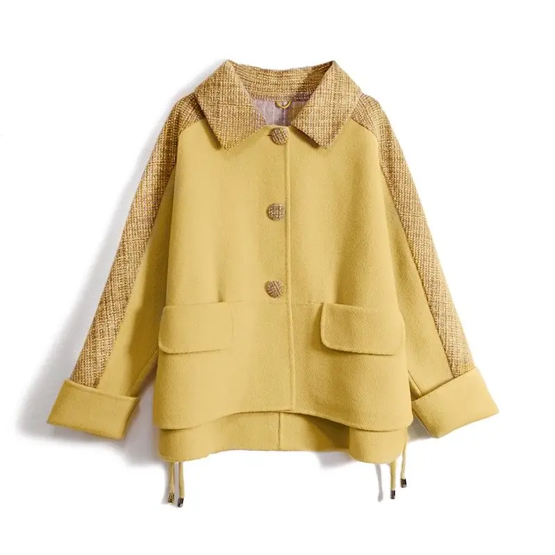 

Women's Coat Autumn and Winter New Short Coat Women's Korean Style Popular Short Color Matching Long Sleeve Coat Loose