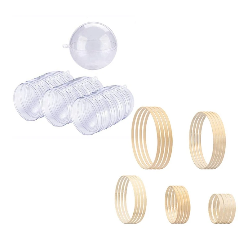 

HOT 20 Pcs Dream Catcher Hoops,5 Different Sizes & 24 Pcs Balls DIY 70Mm Christmas Tree Hanging Ball