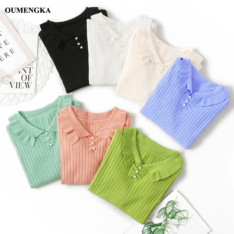 New Women's Ruffled Collar Sweater Women Sweaters Sweet Korean Autumn Winter Pullover Jumper Truien Dames | Женская одежда