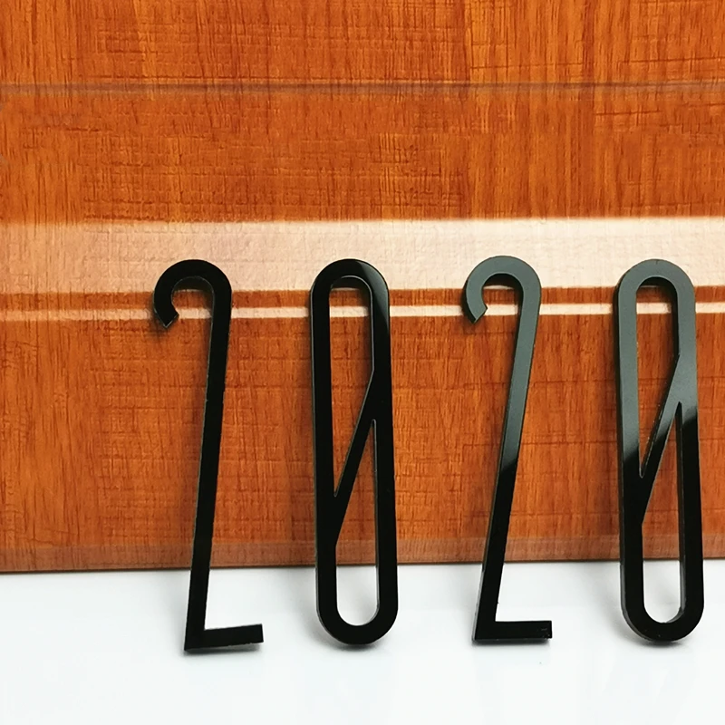 

8cm 3D Modern Plastic House Number Letters Home Address Door Numbers Digital Outdoor Sign Plates Hotel Sticker Label 0-9 Black