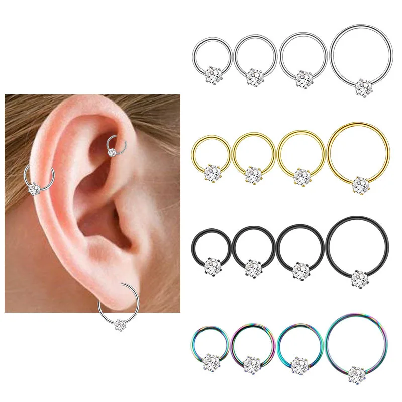 

1pc Nose Ring Clips Septum Ring Hoop Cartilage Tragus Helix Small Piercing Nose Rings For Women Body Jewelry Accessories