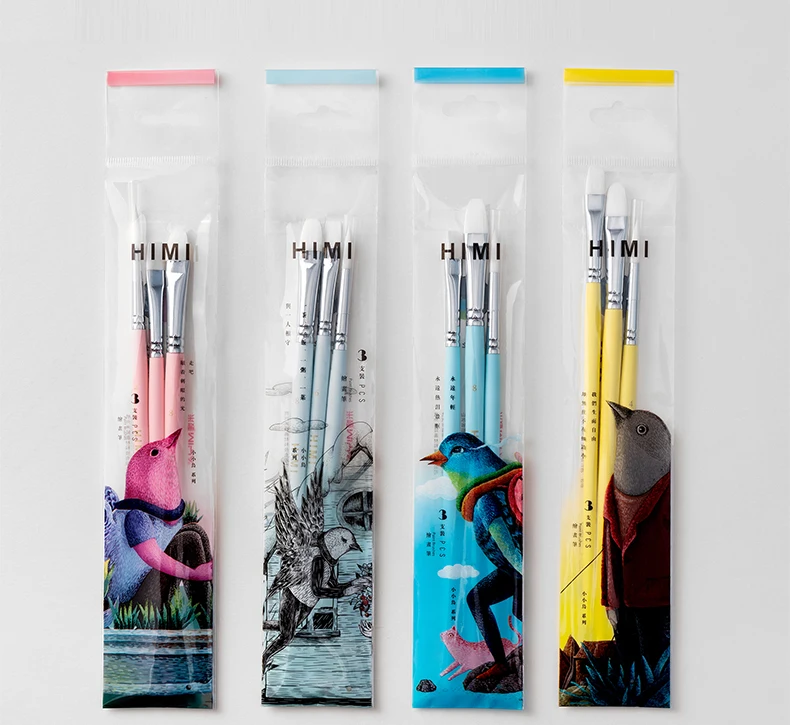 HIMI Gouache Paint Brushes Set 3 Pcs for Acrylic Oil Watercolor Face & Body Painting Nice Gift Art hobbyist Kids Adult | Канцтовары