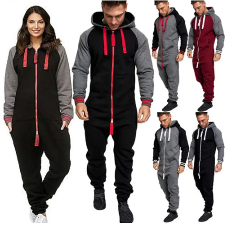 2020 мужской женский теплый зимний комбинезон Новая мода с капюшоном длинным