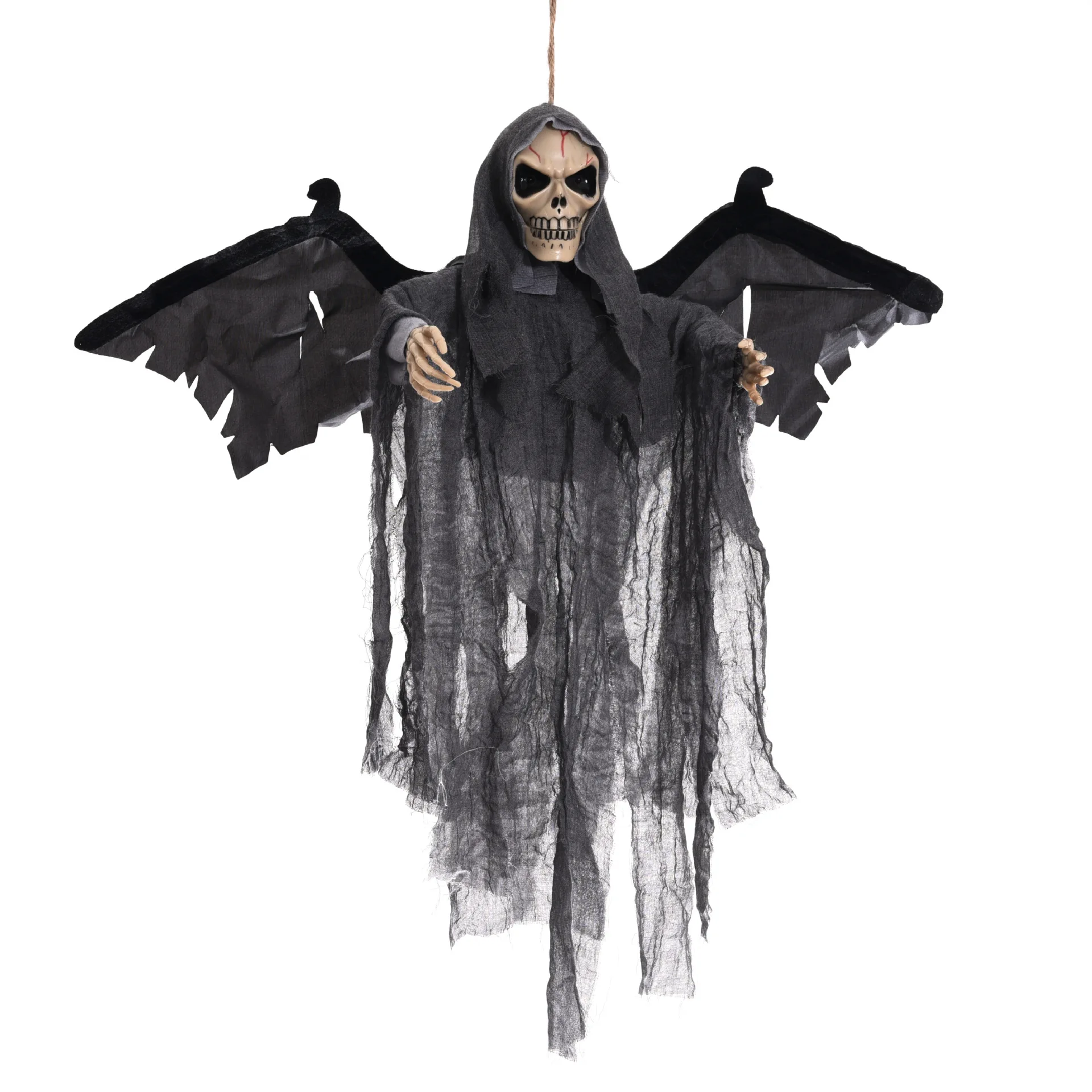 

Halloween Horrible Decoration Prop White Wing Shaking Bat Hanging Ghost Terrible LED Eyes Weird Sound Children Party Scary toys