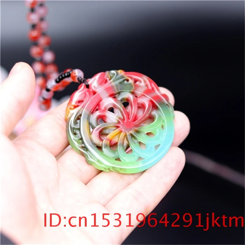 

jade Dragon Pendant Necklace Fashion Carved Women Jewelry Natural Beads Amulet Color Chinese Double-sided Jadeite Hand