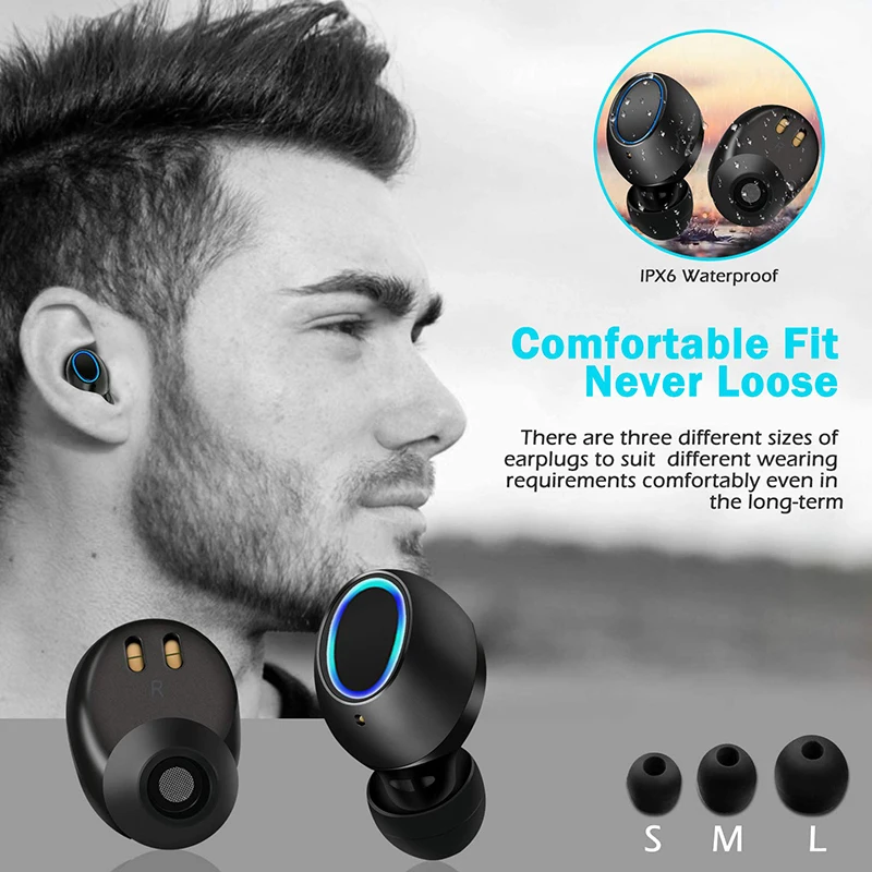 TWS Bluetooth наушники HD стерео беспроводные с шумоподавлением игровая Спортивная