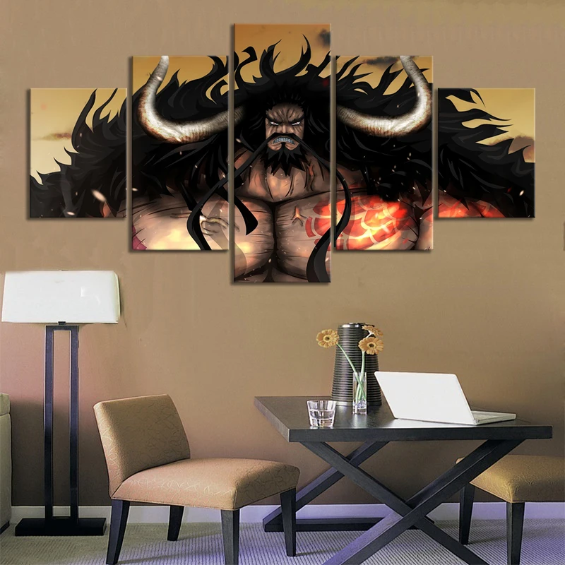 

5 Pieces Kaido One Piece HD Anime Poster Artwork Canvas Painting Wall Art for Living Room Decor Murals Home Decor Gifts