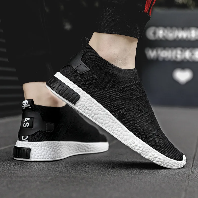 Тонкие летние туфли белые мужские кроссовки подростковая обувь без шнуровки