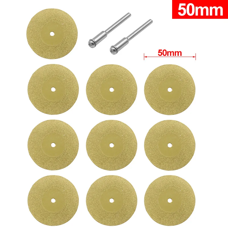 50mm 12pcs 12 шт. 1 Набор 16-60 мм Алмазная Пила дисковая режущий диск роторный инструмент титановое покрытие Алмазная режущий диск - Цвет: 50mm 12pcs