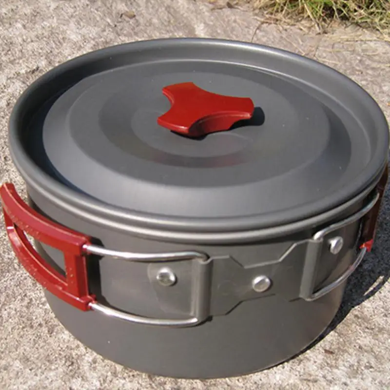 3L Oxidation Aluminium Alloy Single Pot Non-stick Bowls Pans Camping Hiking Fishing Picnic Cookware Outsports Picnic BBQ Tool