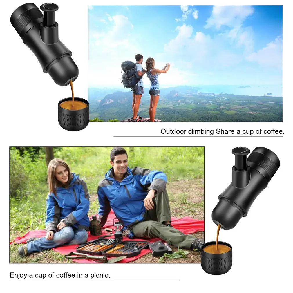 Черный пластик Прочный портативный мини ручной Эспрессо машина 100 мл кофе для