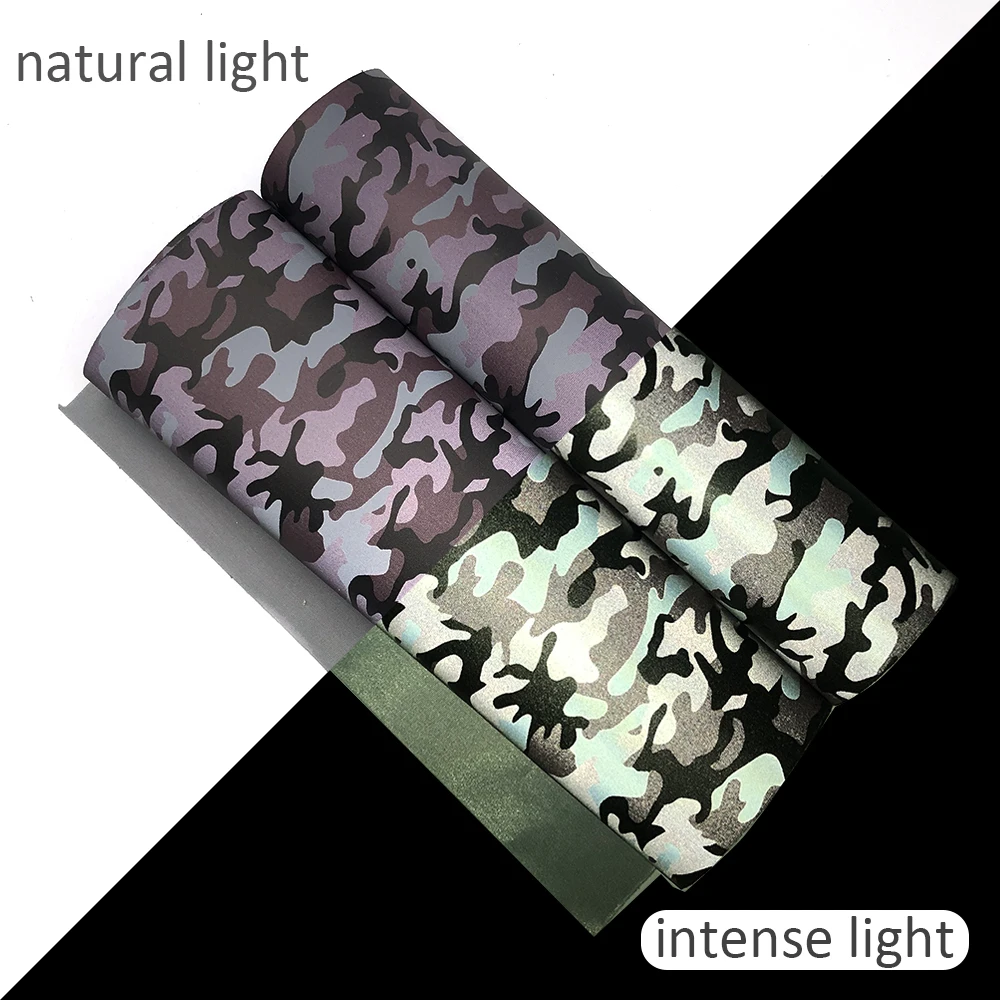 

30*140cm Camouflage Reflective Sliced Faux Leather Artificial Synthetic Leather Fabric, DIY Sewing Garment HairBow Bags,1Yc10274