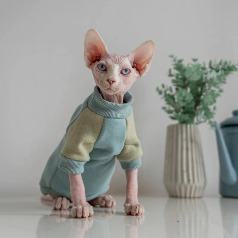 

Cat Sweater Cat Vest Color Matching Medium And Small Cat And Dog Clothes Outdoor Warm Two-Legged Clothes Winter Warm Pet Jacket