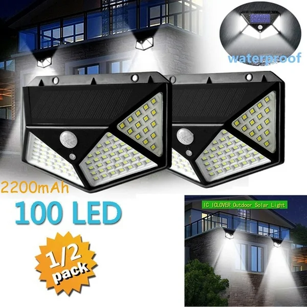 100 LED четырехсторонний Солнечный свет 3 режима 270 градусов датчик движения