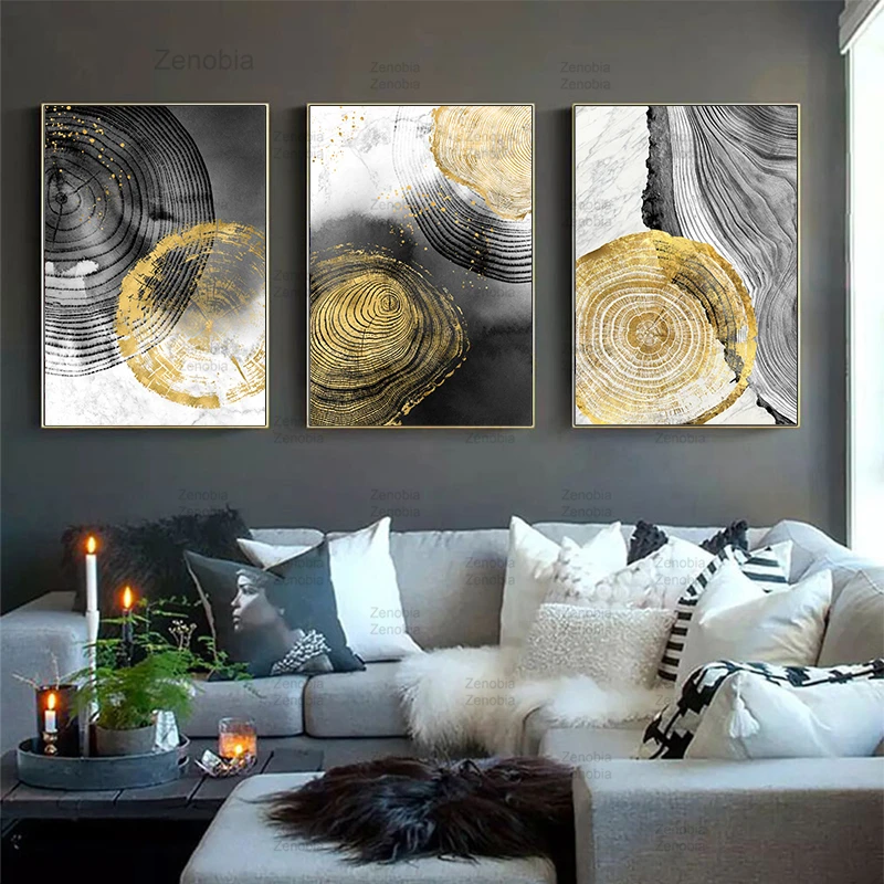 

Black Ink Annual Ring Abstract Art Canvas Poster Nordic Wall Painting Print Minimalist Decoration Picture Living Room Home Decor
