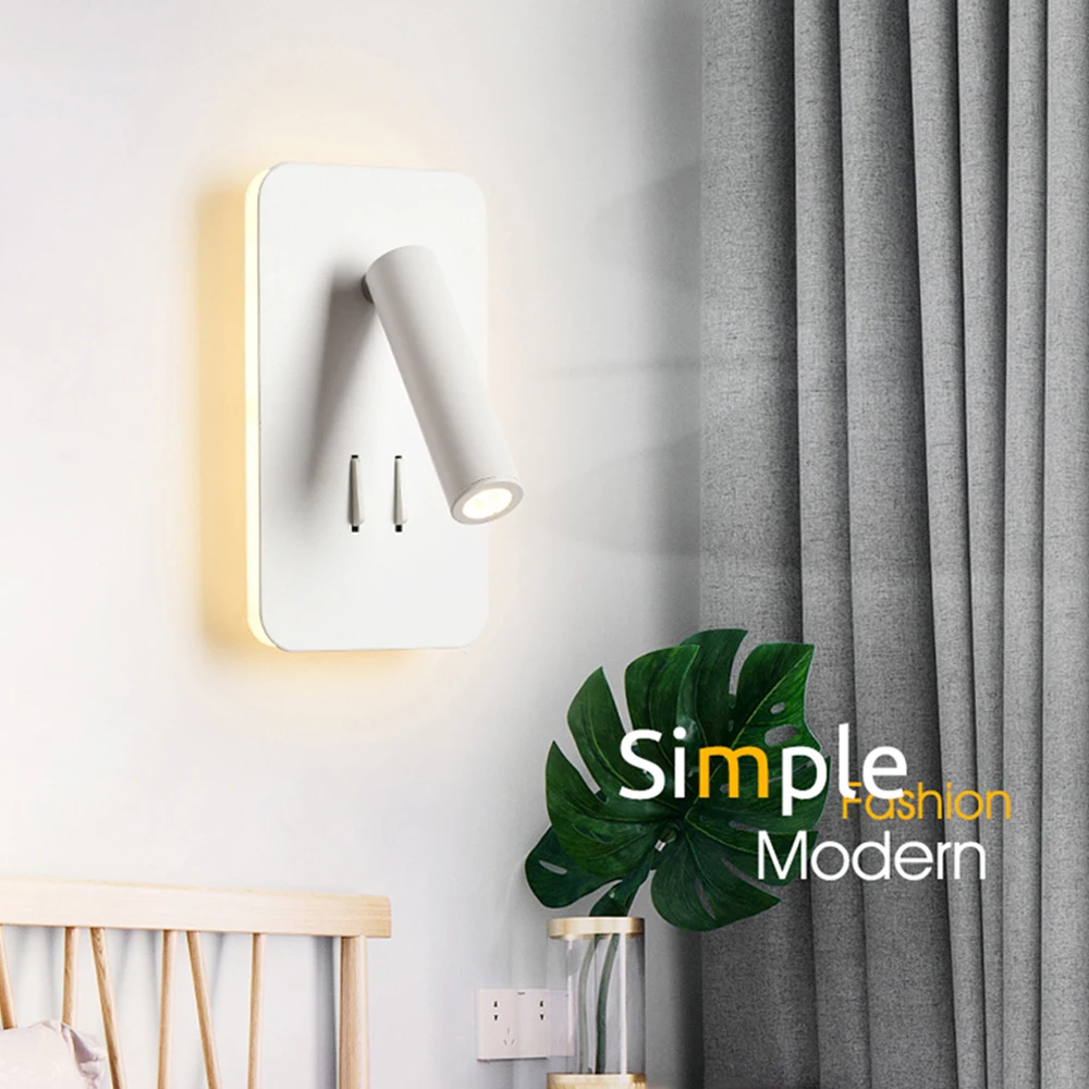 Светодиодный настенный светильник с выключателем 3 Вт точечный 9 задний 350