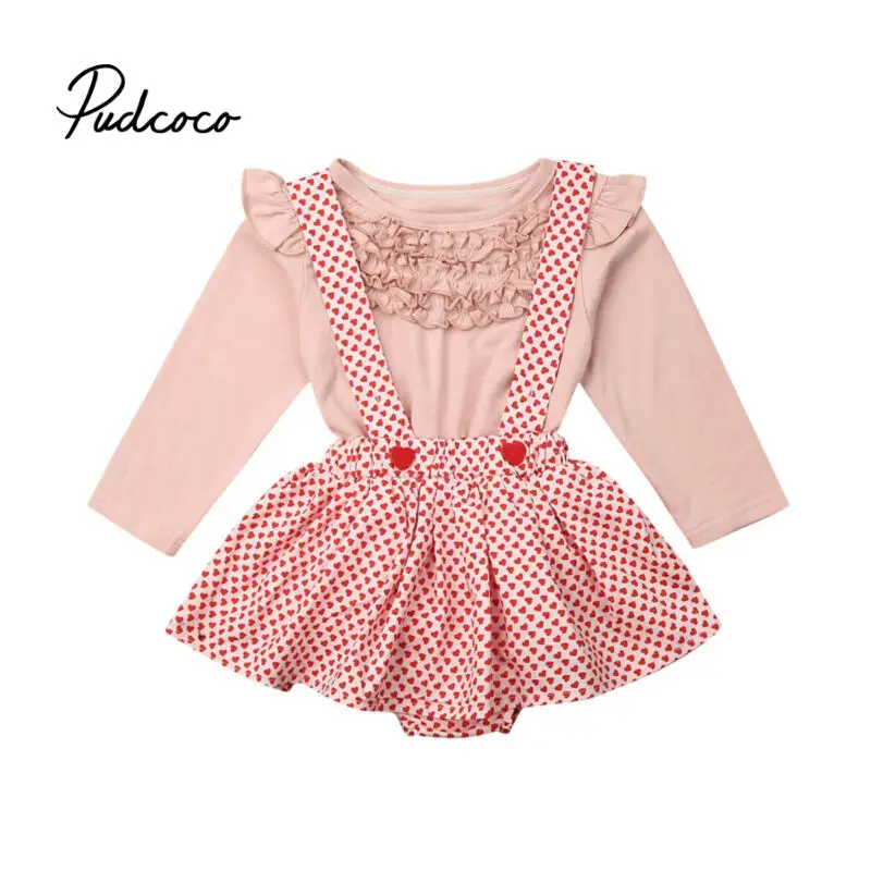 Комплекты летней одежды для маленьких девочек боди с рюшами и складным декором +