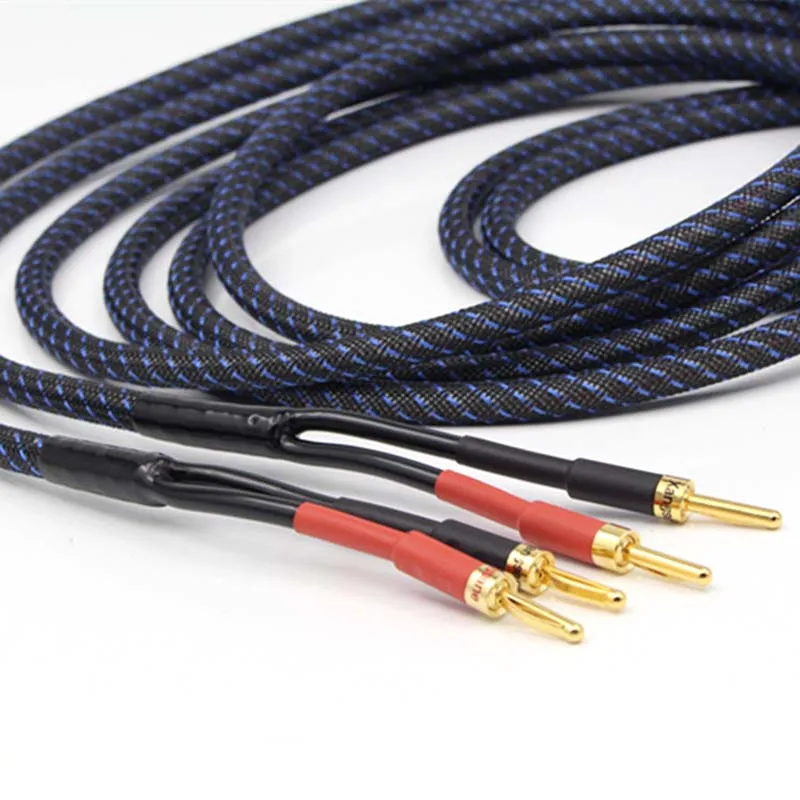HIFI speaker cables banana plug 2 to connector Audio Amplifier CD DVD player Speaker cable | Электроника