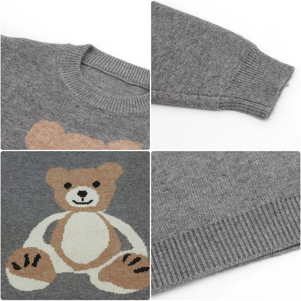 

GRUIICEEN women sweater autumn new oversized cartoon bear long sweater pullovers long knitting sweaters