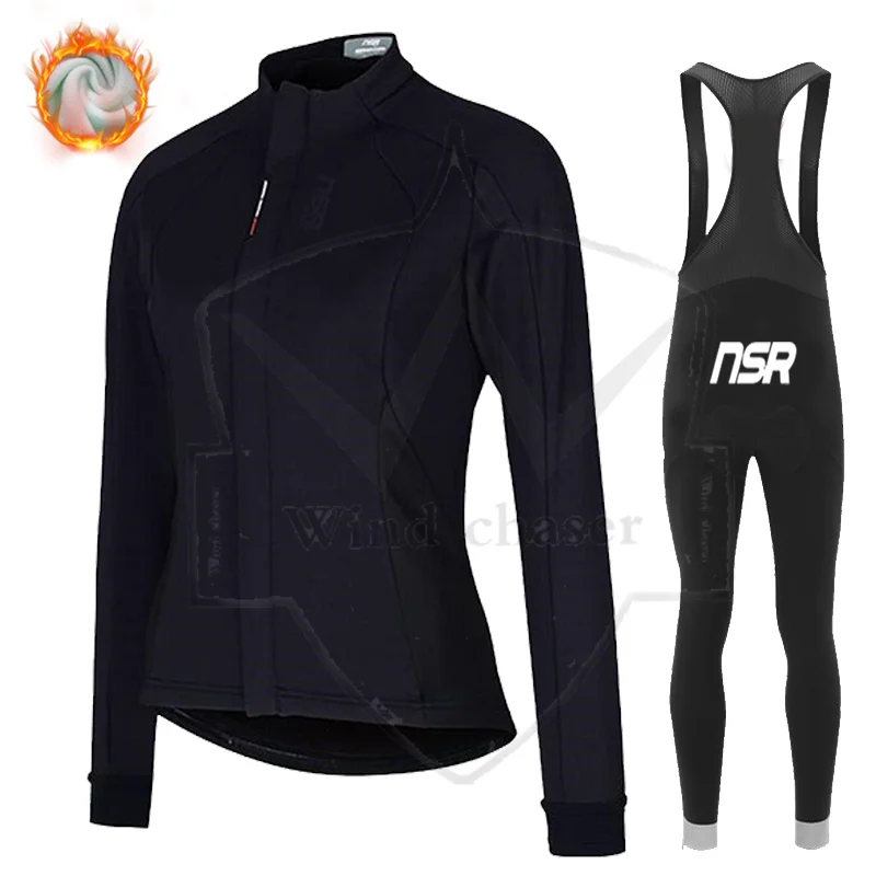 

NSR, модная зимняя одежда для велоспорта с длинным рукавом, Женская Теплая Флисовая велосипедная одежда для велоспорта, шоссейного велосипед...