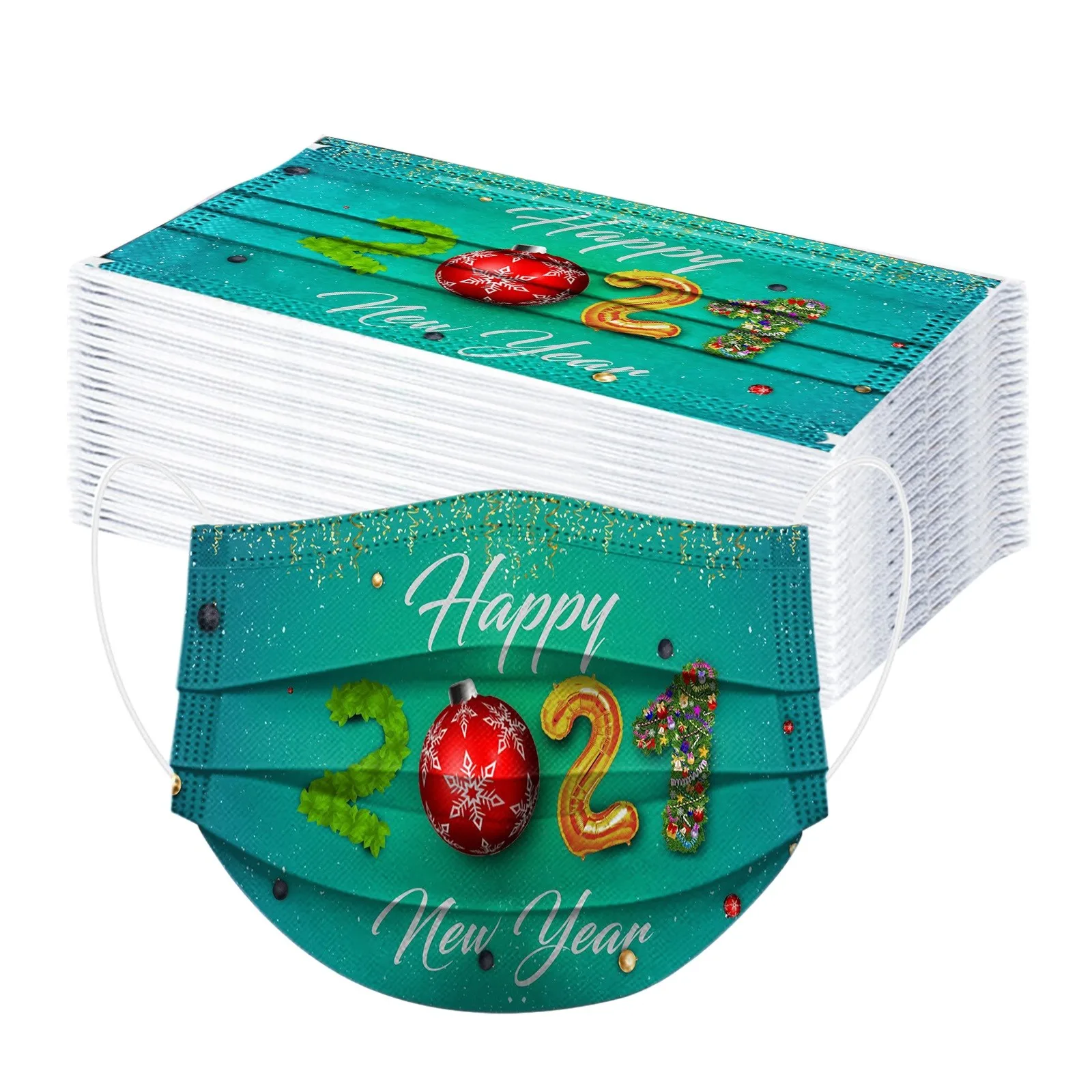

Face Masks Adult Christmas 2021 Printed Mask Disposable Protection Three Layer Breathable Face Mask Mascarillas Masque