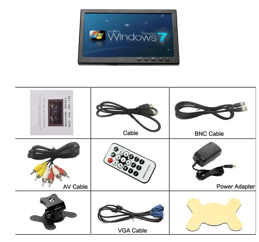Hikity 10 1 &quotЖК дисплей HD монитор Мини ТВ &amp компьютер Цвет дисплея Экран 2 канала
