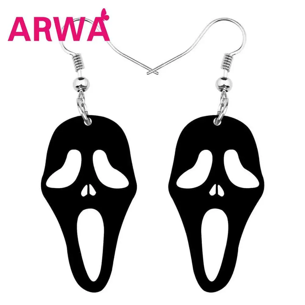 ARWA акрил Хэллоуин большой полый Воющий Скелет Череп серьги подвески в форме