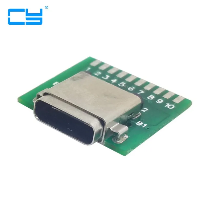 

10pcs DIY 24pin USB 3.1 Type C Female Socket Connector SMT type with PC Board,Free shipping