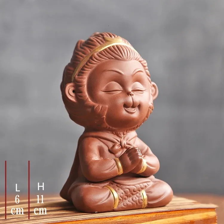 Фиолетовый Глиняный чайный набор для домашних животных Король обезьян маленькие украшения креативный чайный набор бутик меняющий цвет чайное украшение для чайного подноса