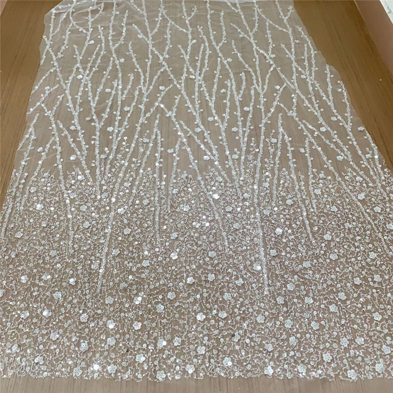 Новое серебряное нигерийское свадебное платье с красивой вышивкой бисером