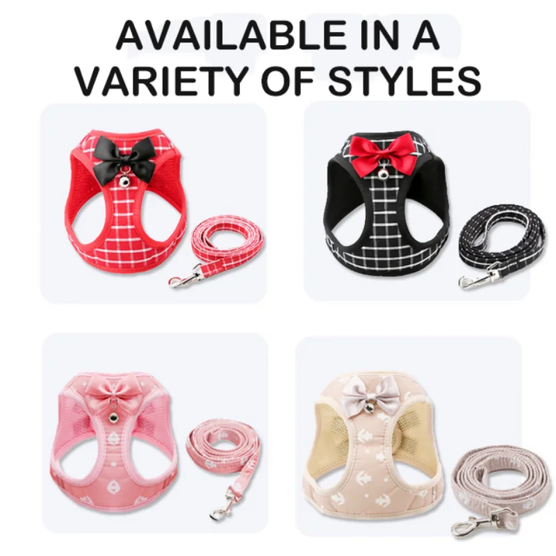 Жилетка шлейка для кошек и собак полиэстер сетчатая со свинцовым поводком