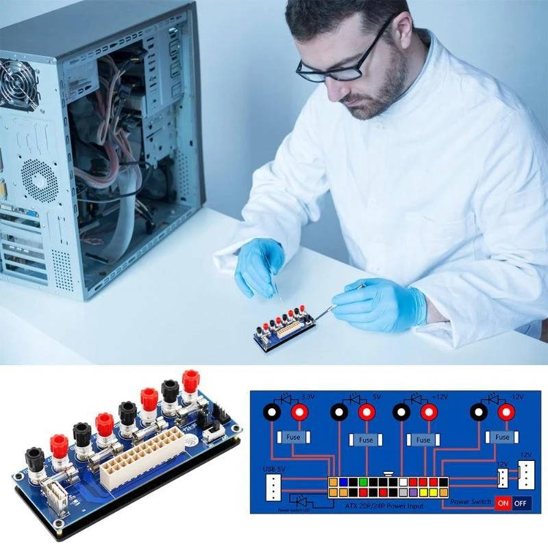 

Electric Circuit 20/24Pins Atx Benchtop Computer Power Supply 24 Pin Atx Breakout Board Module Dc Plug Connector With Usb 5V Por