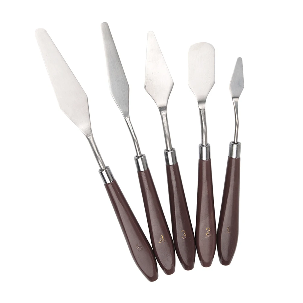 

5pcs Stainless Steel Spatula Kit Palette Gouache Supplies for Oil Painting Knife Fine Arts Painting Tool Set Flexible Blades