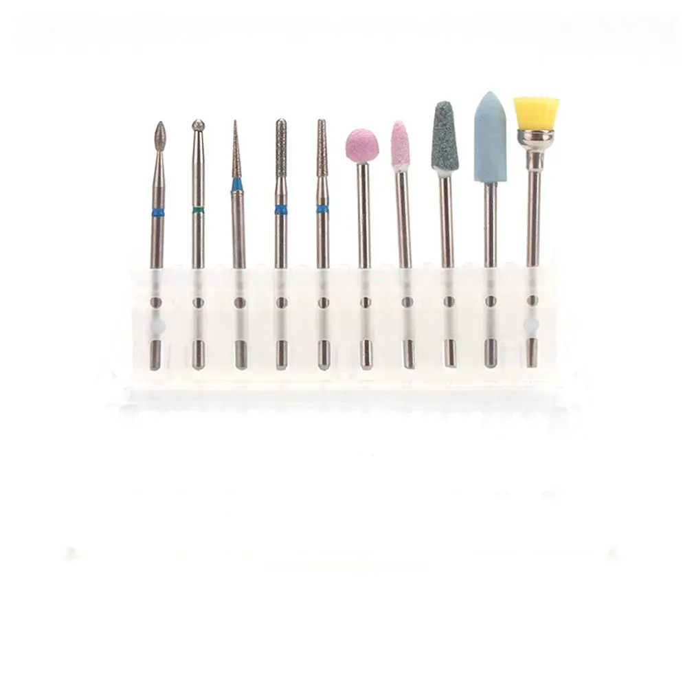 10 шт. насадки для полировки ногтей на русском языке вращающиеся фрезы