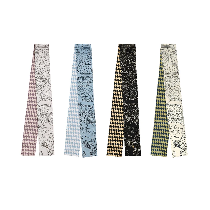 

2021 luxury brand rayon printing padlock pattern staggered collocation scarf ladies headband bag accessories small bow WJ20062