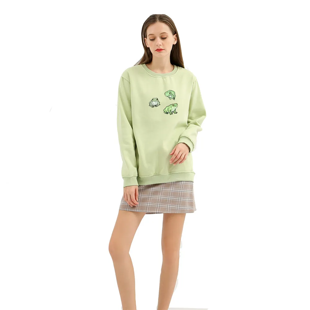 Gothic Women Casual Loose Full Sleeve Oversized Graphic Hoodie O Neck Sweatshirts Hoodies Polerones De Mujer Crewneck Sweetshirt